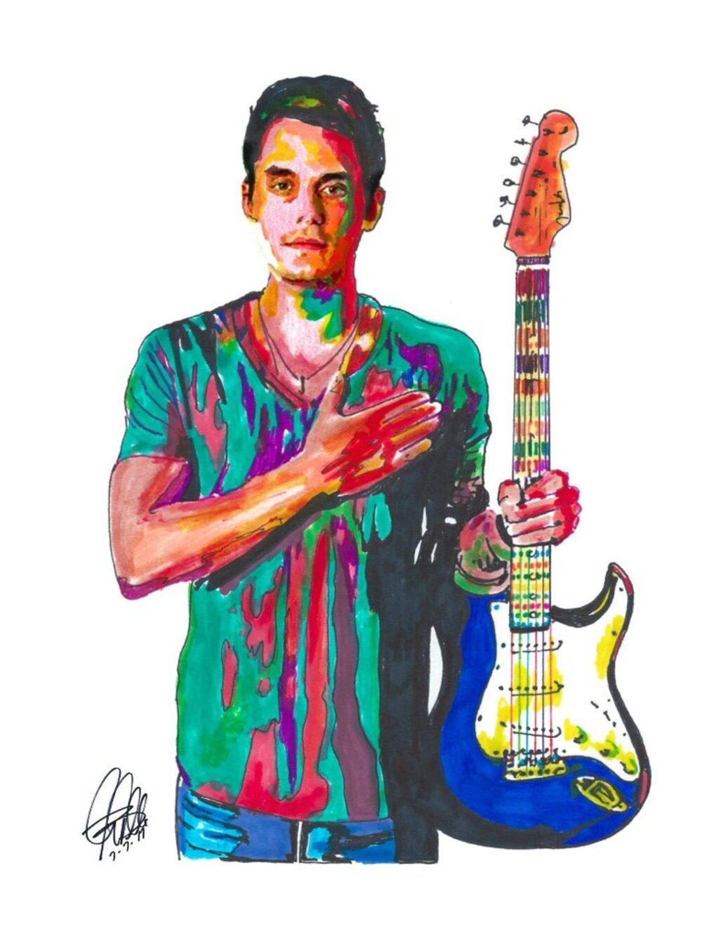 John Mayer Gultar Singer Blues Rock Music Poster Print Wall Art 13x19